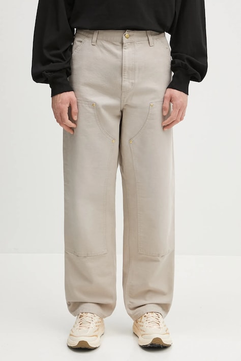 Βαμβακερό παντελόνι Carhartt WIP Double Knee Pant ανδρικό, χρώμα: μπεζ, I034796.2OR4O