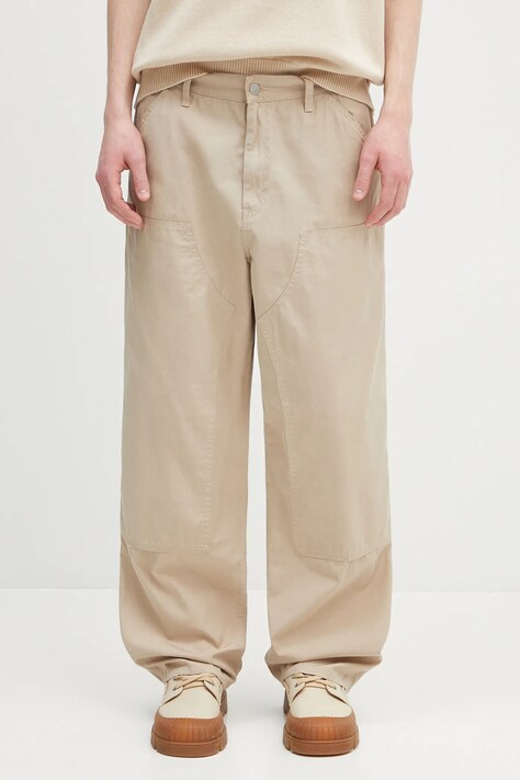 Бавовняні штани Carhartt WIP Double Knee Pant колір бежевий фасон chinos I034795.G102