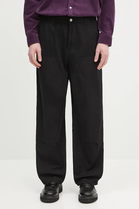 Carhartt WIP pantaloni de bumbac Double Knee Pant culoarea negru, drept, I034795.8902