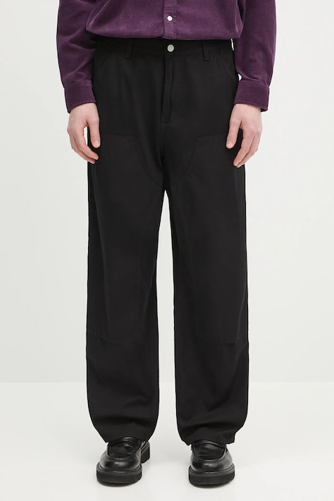 Carhartt WIP pantaloni in cotone Double Knee Pant colore nero I034795.8902