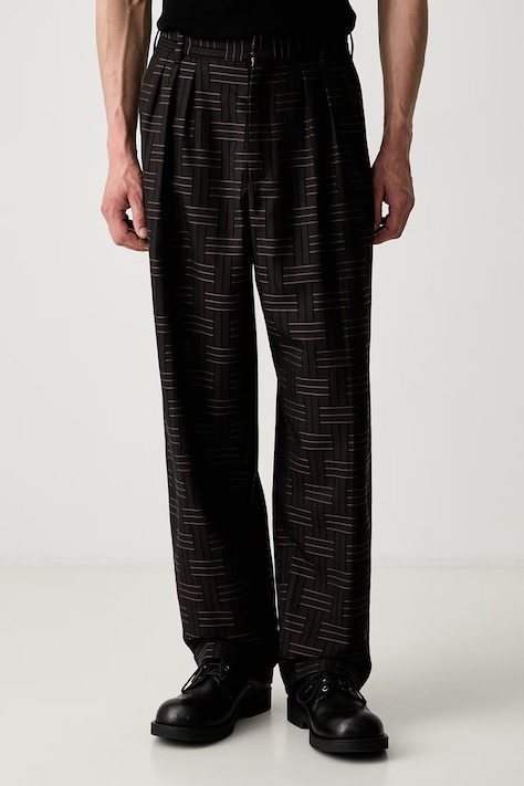Kenzo pantaloni cu lână pentru bărbați maro regular waist FF55PA2149JT.90