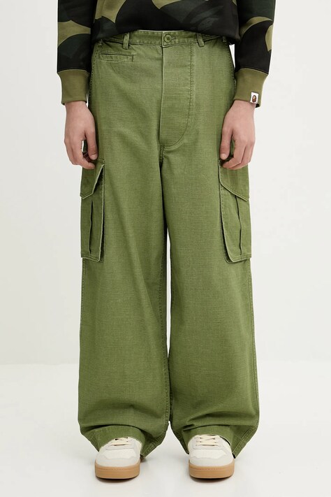 Kenzo pantaloni de bumbac culoarea verde, FF55PA2459GD.48
