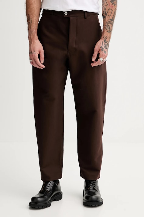 Kalhoty Kenzo pánské, hnědá barva, jednoduché, FF55PA3659GB.90