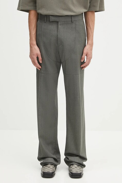 Martine Rose pantaloni de lână Wader Tailored culoarea verde, drept, 367WT11415