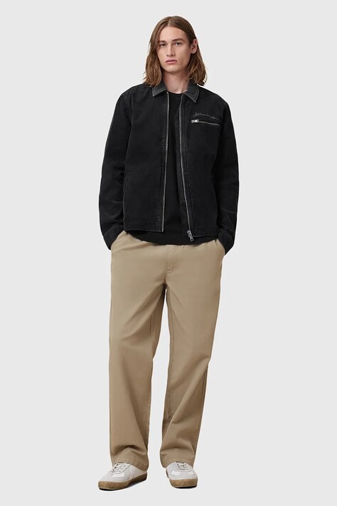 AllSaints spodnie z domieszką lnu HANBURY męskie kolor beżowy proste M038TC
