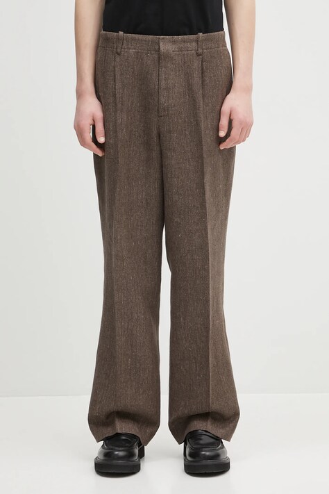 Льняные брюки Borrowed Chino цвет коричневый прямые M2254BTC