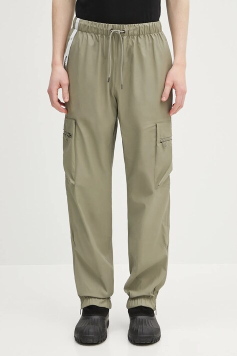 Брюки Rains Cargo Rain Pants Regular W3 цвет зелёный со шнуровкой 18850.108