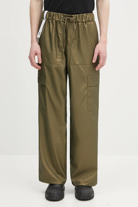 Брюки Rains Cargo Rain Pants Wide W3 цвет зелёный прямые 18990.105