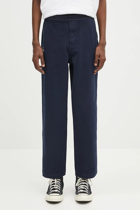 Evisu pantaloni de bumbac Classic Worker Chino culoarea bleumarin, drept, 2ESHTM5PT1063