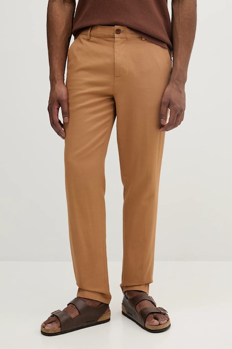 Sisley spodnie bawełniane męskie kolor brązowy proste 4GJ0SF057