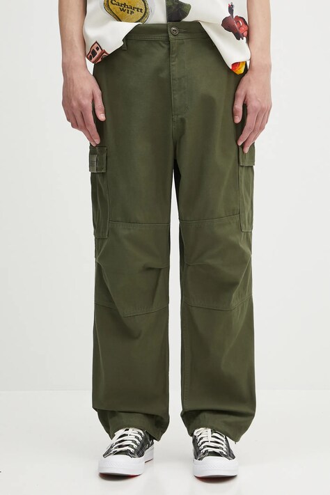 NEIGHBORHOOD pantaloni BDU Pants culoarea verde, drept, 242SPNH.PTM05