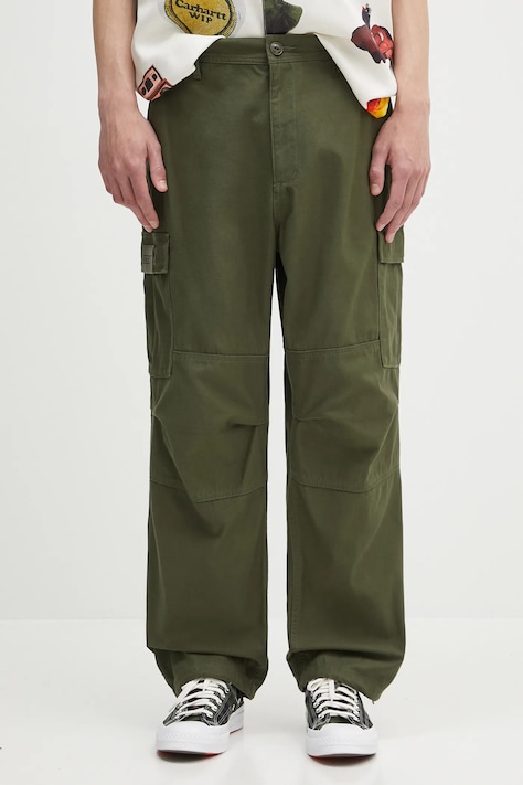 NEIGHBORHOOD pantaloni BDU Pants culoarea verde, drept, 242SPNH.PTM05