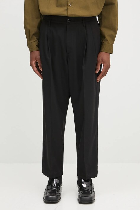 NEIGHBORHOOD pantaloni Two Tuck Pants culoarea negru, drept, 242SPNH.PTM07
