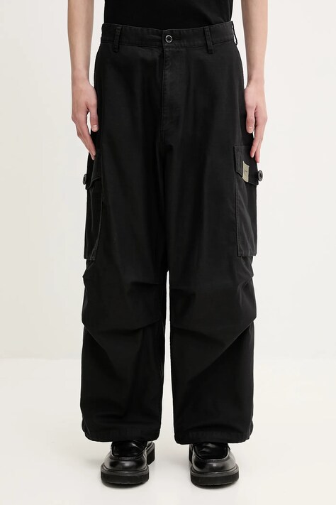 NEIGHBORHOOD spodnie bawełniane Wide Cargo Pants męskie kolor czarny w fasonie cargo 251SPNH.PTM06