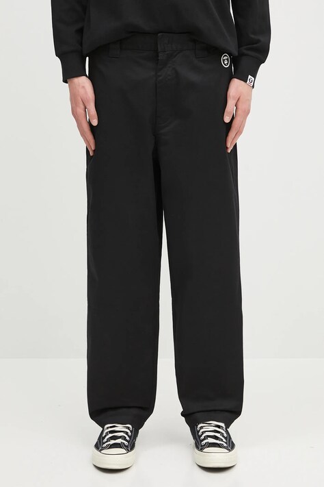 Брюки AAPE Now Woven цвет чёрный прямые AAPPTMB619XXN