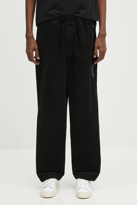 AAPE pantaloni de catifea cord Now Woven bărbați, culoarea negru, drept AAPPTMB620XXN
