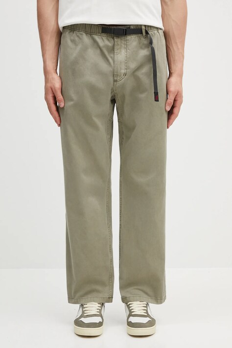 Bavlněné kalhoty Gramicci Pant Straight Fit pánské, zelená barva, G116.OGT