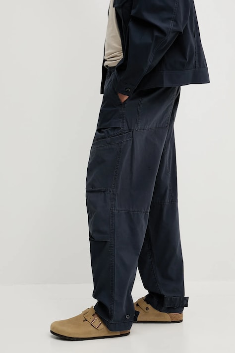 Хлопковые брюки цвет синий прямые D26196-D387