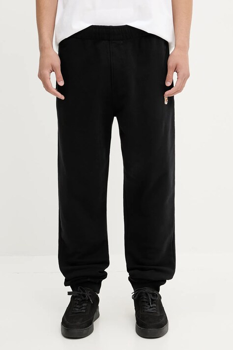 Maison Kitsuné spodnie dresowe bawełniane Fox Head Patch Regular męskie kolor czarny gładkie LM01114KM0001