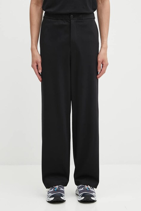 Βαμβακερό παντελόνι Pangaia DNA Interlock Trouser ανδρικό, χρώμα: μαύρο, 10002443