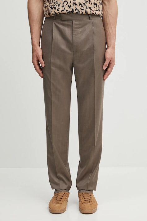 Wacko Maria pantaloni in lana PLEATED TROUSERS ( TYPE-2 ) uomo colore beige 25SS-WMP-TR08