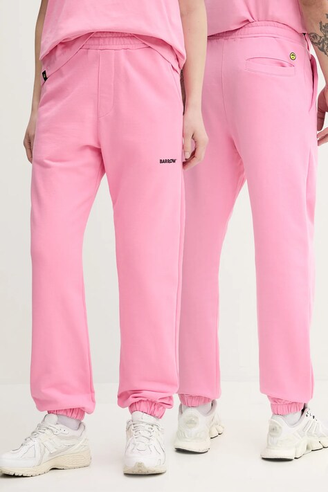 Barrow pantaloni de trening din bumbac culoarea roz, cu imprimeu, S5BWUAFP085