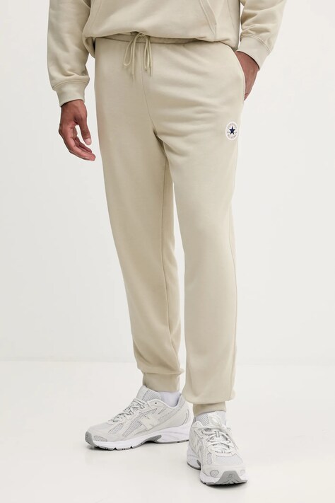 Converse spodnie dresowe kolor beżowy gładkie 10026982-A09