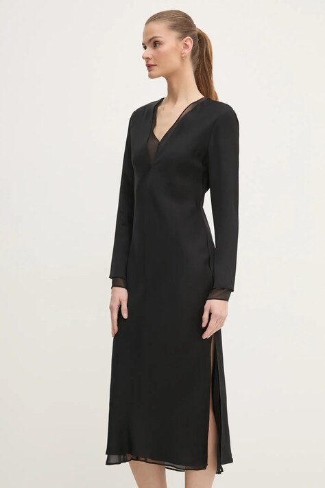 Calvin Klein rochie culoarea negru, midi, dreaptă, K20K207845