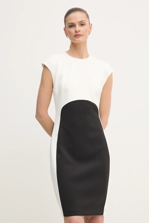 Calvin Klein rochie culoarea alb, mini, mulată, K20K207899