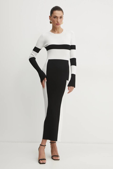 Patrizia Pepe rochie culoarea alb, maxi, mulată, 8A1433 K240