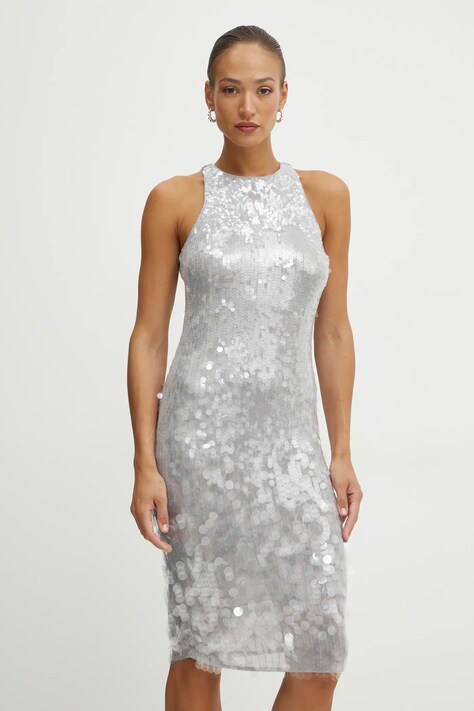 Patrizia Pepe rochie culoarea argintiu, mini, mulată, 8A1444 J251
