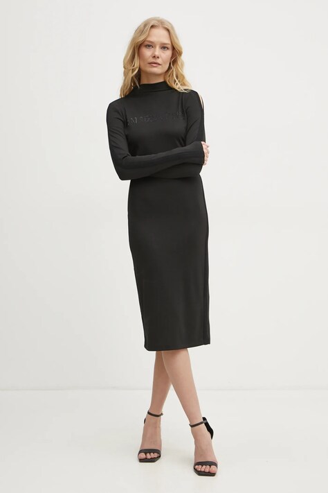 Patrizia Pepe rochie culoarea negru, mini, dreaptă, 8A1465 K128A