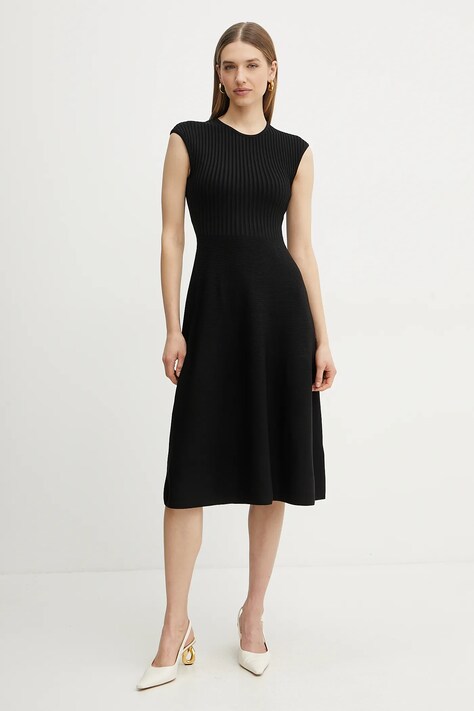 Armani Exchange rochie culoarea negru, midi, evazată, XW000119 AF10352