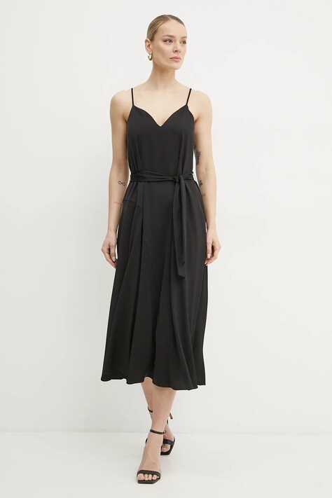 Armani Exchange rochie culoarea negru, midi, evazată, XW000153 AF10840