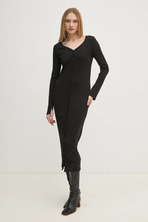 Calvin Klein Jeans rochie culoarea negru, midi, mulată, J20J224830
