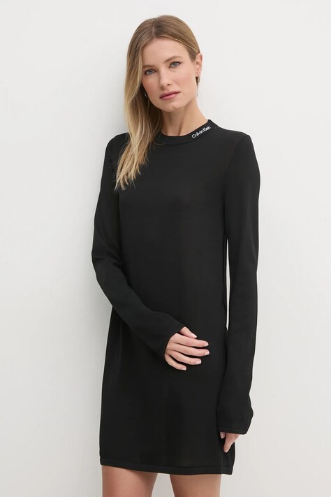 Calvin Klein Jeans rochie culoarea negru, mini, dreaptă, J20J224831