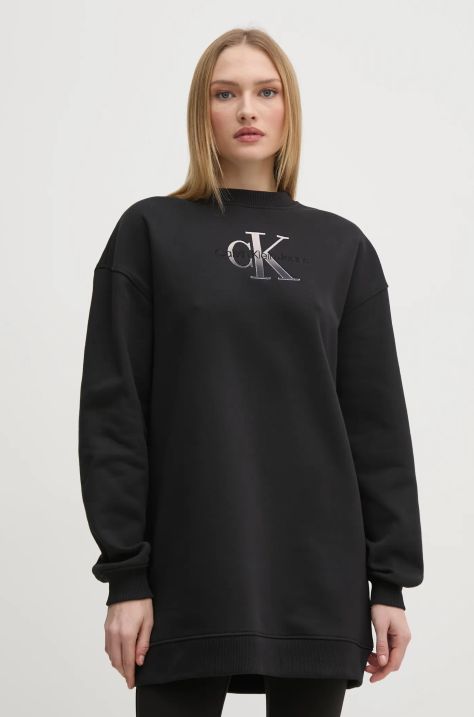 Рокля Calvin Klein Jeans в черно къса с уголемена кройка J20J224834