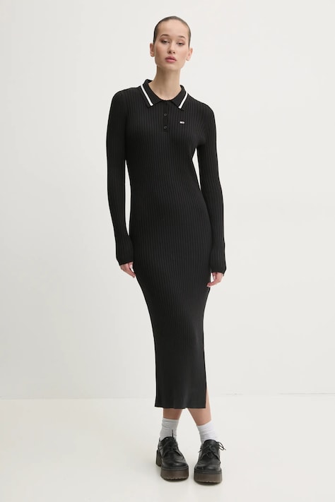 Платье с примесью шерсти Tommy Jeans цвет чёрный maxi облегающее DW0DW19476