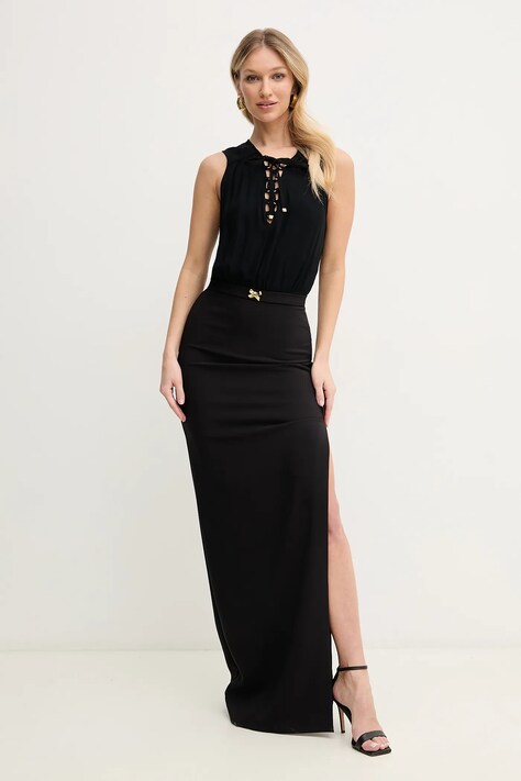 Elisabetta Franchi rochie culoarea negru, maxi, mulată, ABR3851E2