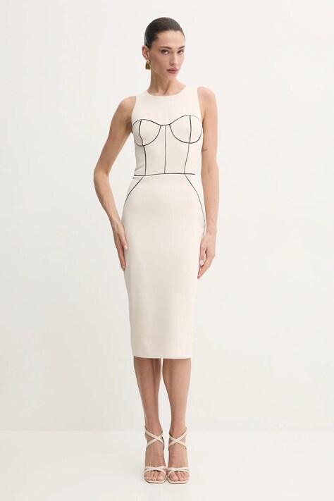 Сукня Elisabetta Franchi колір бежевий midi облягаюча AB72451E2