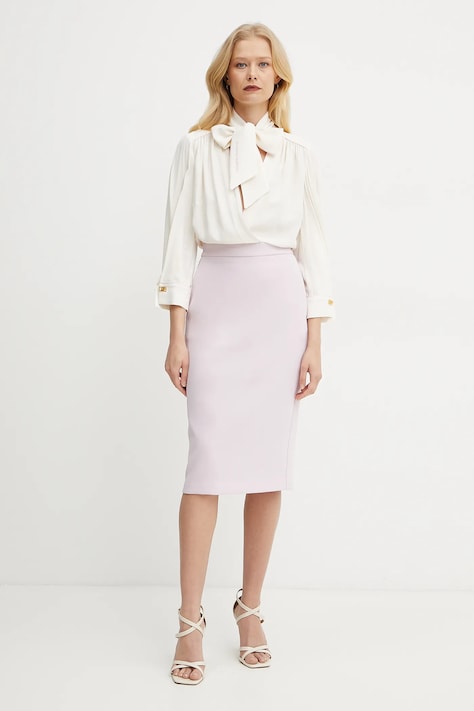 Elisabetta Franchi rochie culoarea bej, mini, mulată, AB77151E2