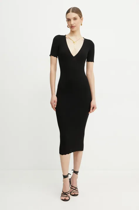 Elisabetta Franchi rochie culoarea negru, midi, mulata, AM53S51E2