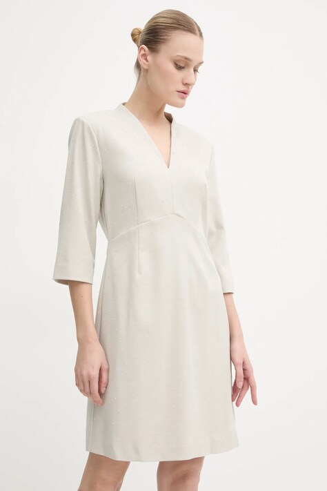 Bruuns Bazaar rochie din amestec de lana culoarea bej, mini, evazată, BBW4203