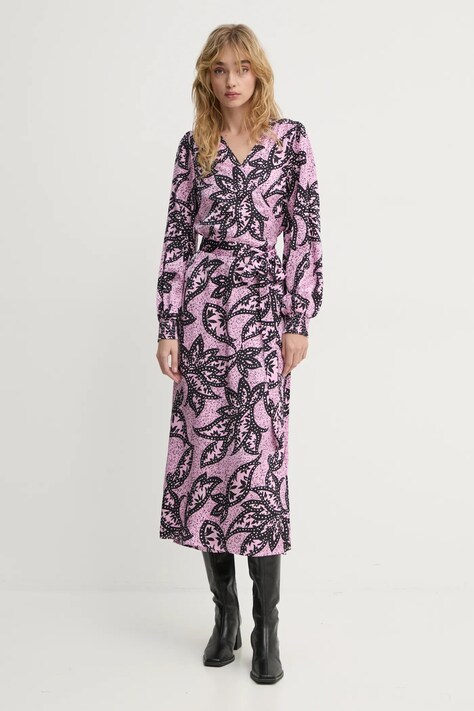 Bruuns Bazaar rochie culoarea roz, midi, evazată, BBW4260