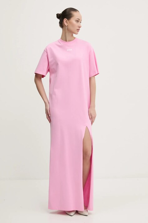 MSGM rochie culoarea roz, maxi, dreaptă, 3841MDA83.257002