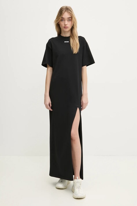MSGM rochie culoarea negru, maxi, dreaptă, 3841MDA83.257002