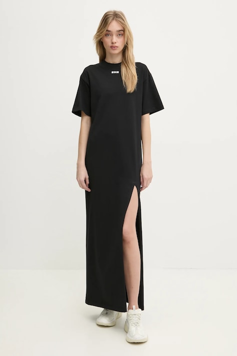 MSGM rochie culoarea negru, maxi, dreaptă, 3841MDA83.257002