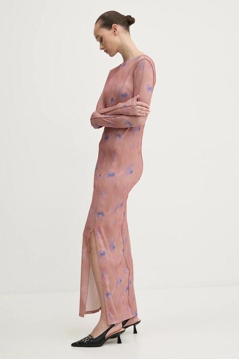 HUGO rochie culoarea portocaliu, maxi, mulată, 50534057