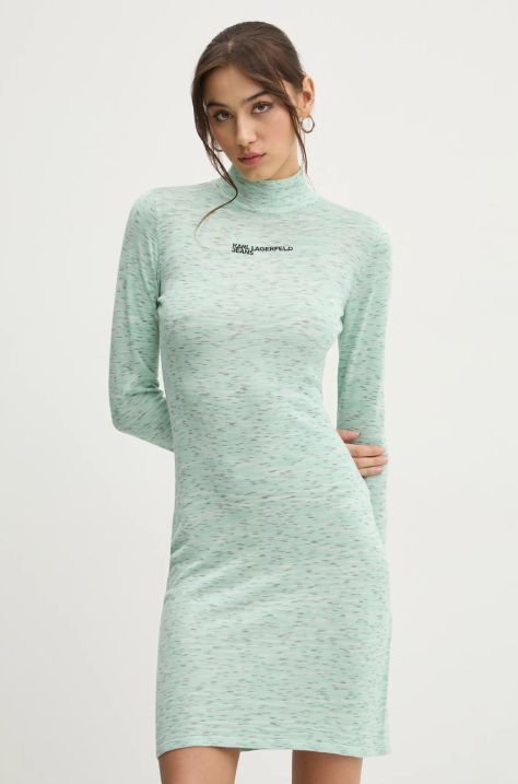 Karl Lagerfeld Jeans rochie culoarea verde, mini, mulată, A1W13008