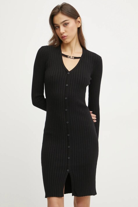 Karl Lagerfeld Jeans rochie culoarea negru, midi, mulată, A1W13039